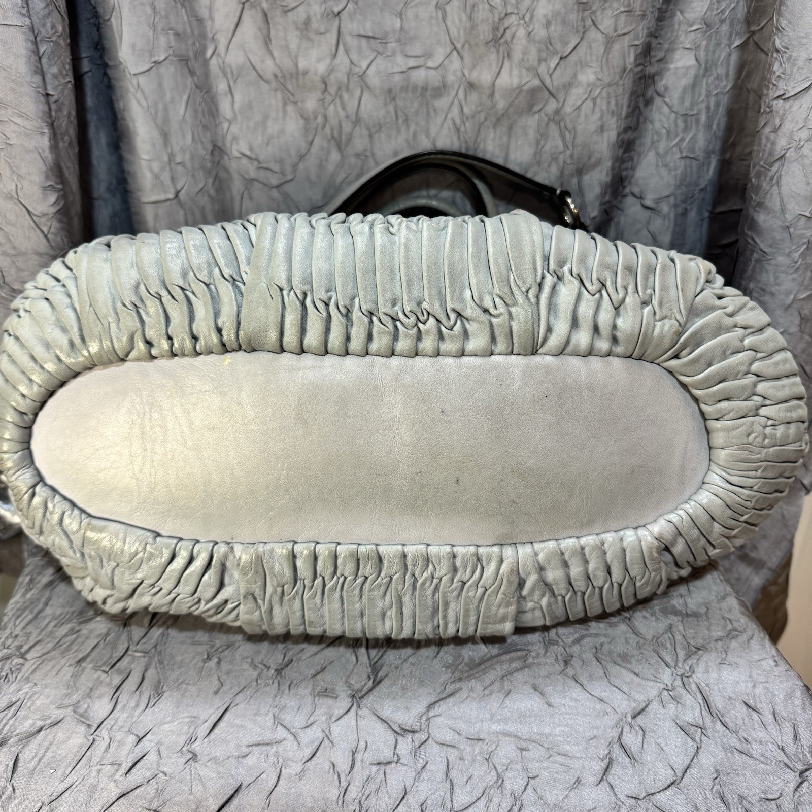 COACH Madison Sophia Satchel Shoulder Bag Gray Gathered Leather