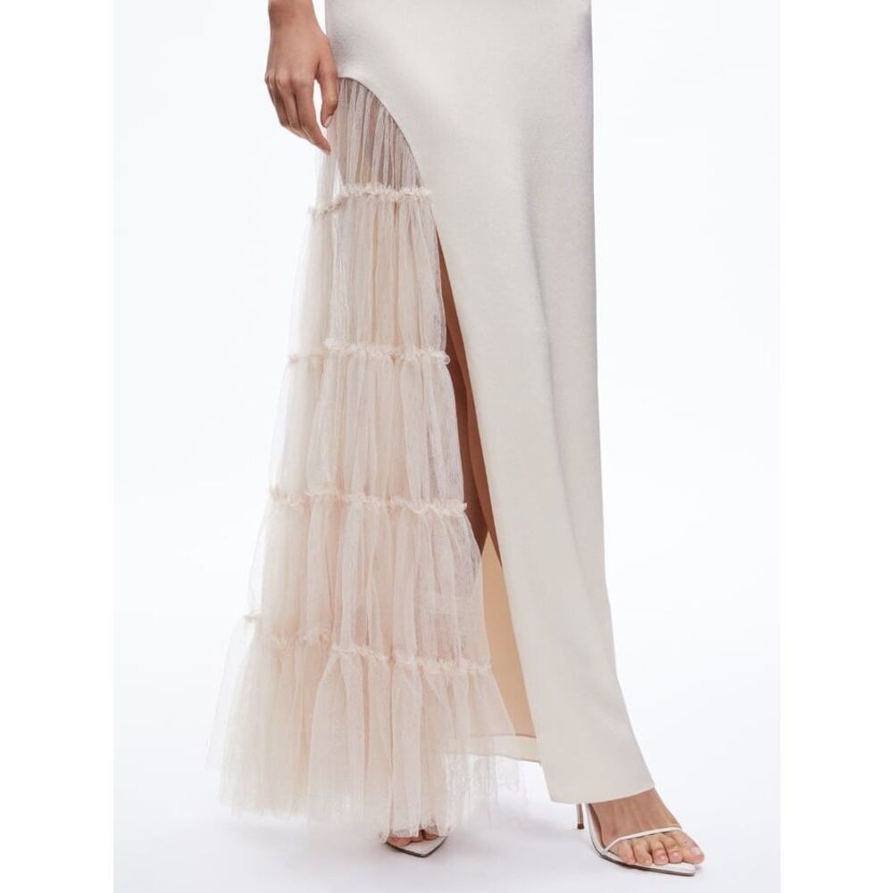 Alice & Olivia Ryn Slit Tulle Panel Maxi Dress – size 4, New with tags