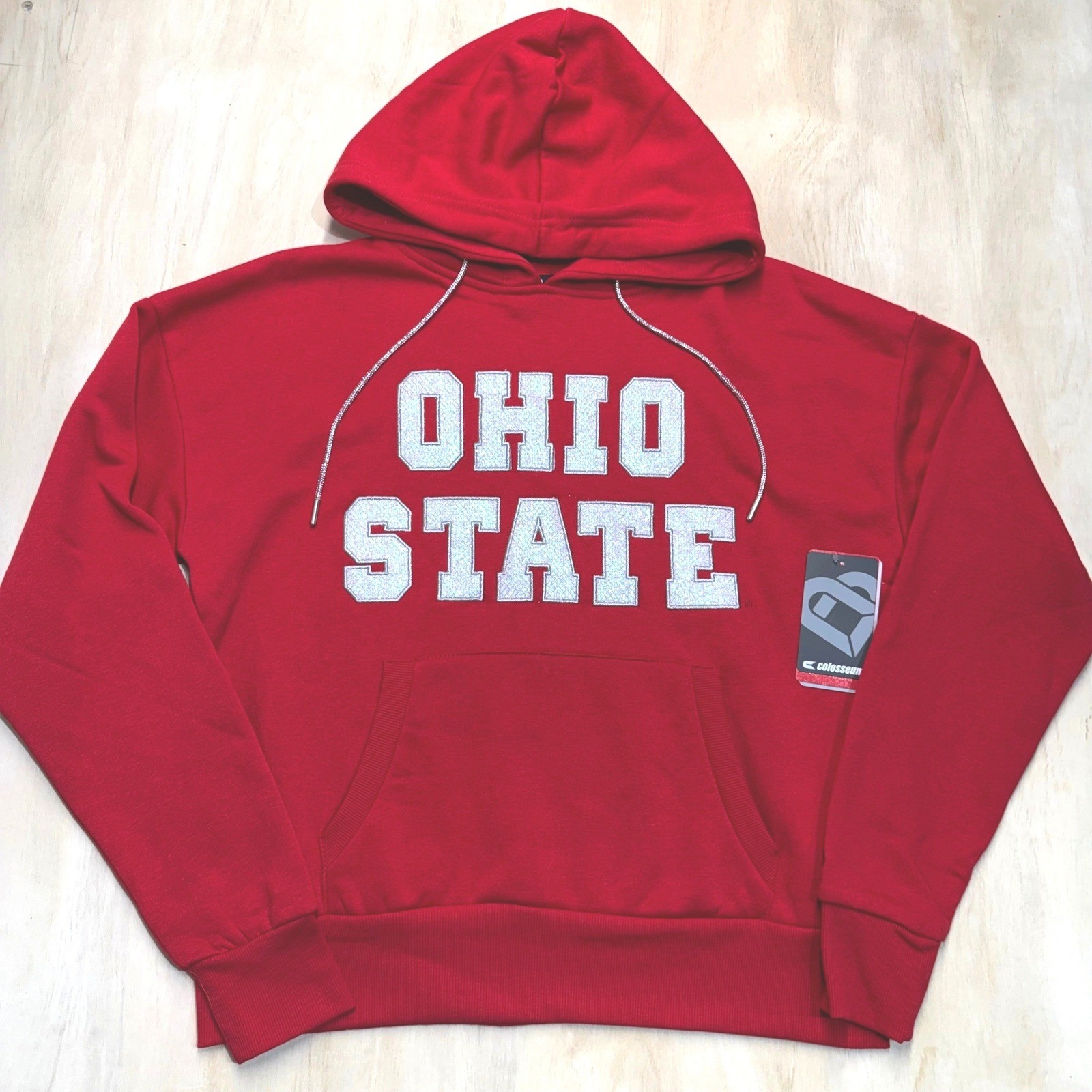 Colosseum Ohio State Buckeyes Womens S Rhinestone Drawstring Bling Hoodie NWT