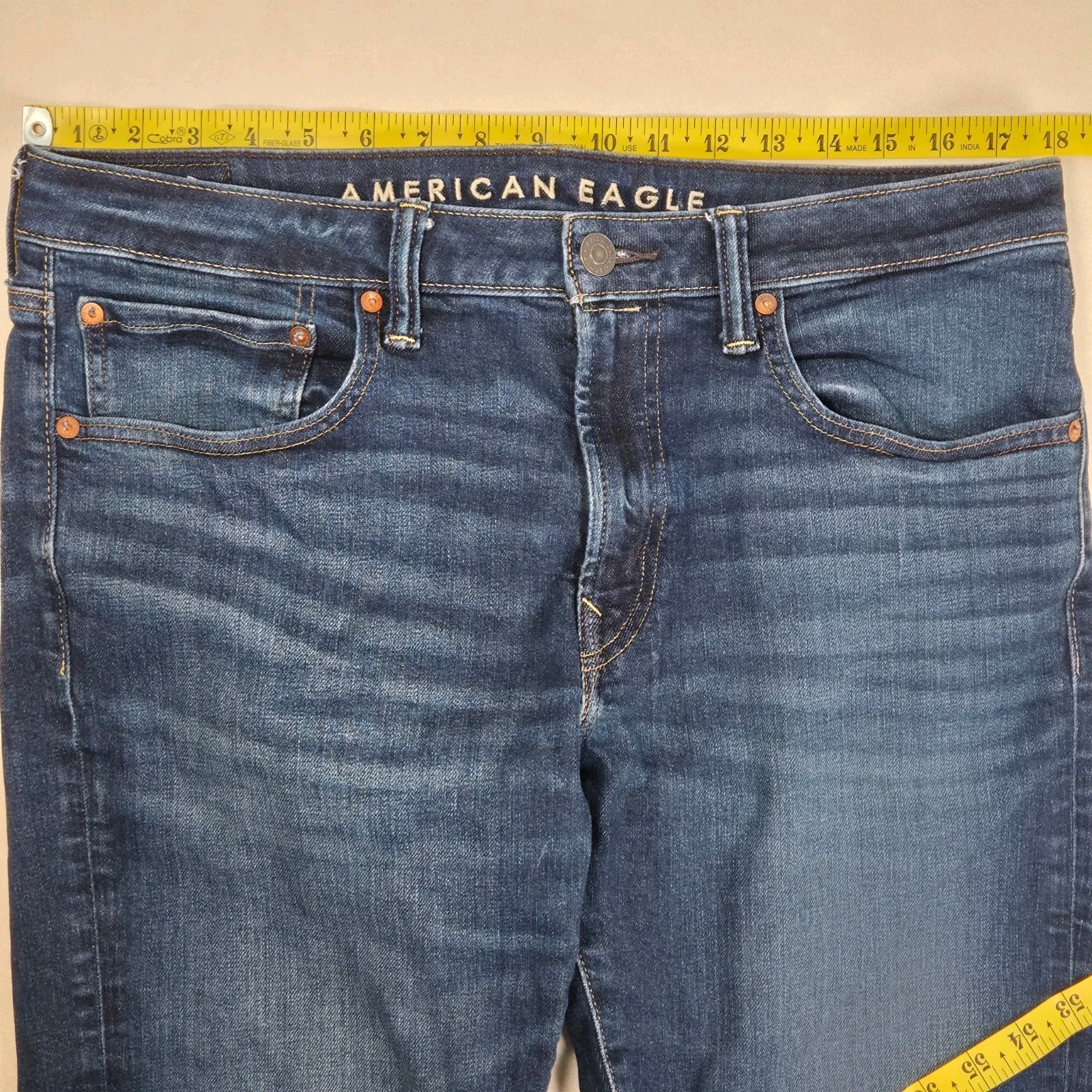American Eagle Air Flex Slim Straight Jeans Men’s 36 X 32 (Tagged 34×32) Wiskers