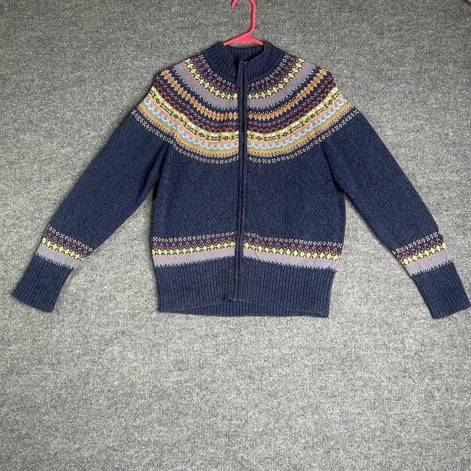 Tiara International Full Zip Knit Cardigan Size Large Multicolor Fair Isle