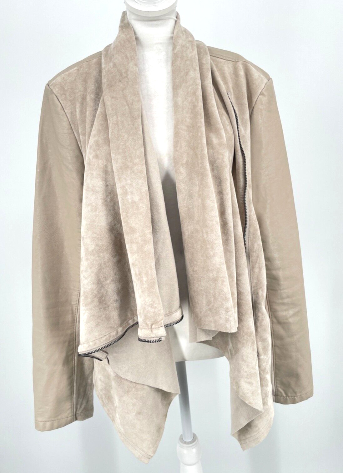 Blank NYC womens Size L Sunny Days Moto Jacket faux suede asymmetrical zip