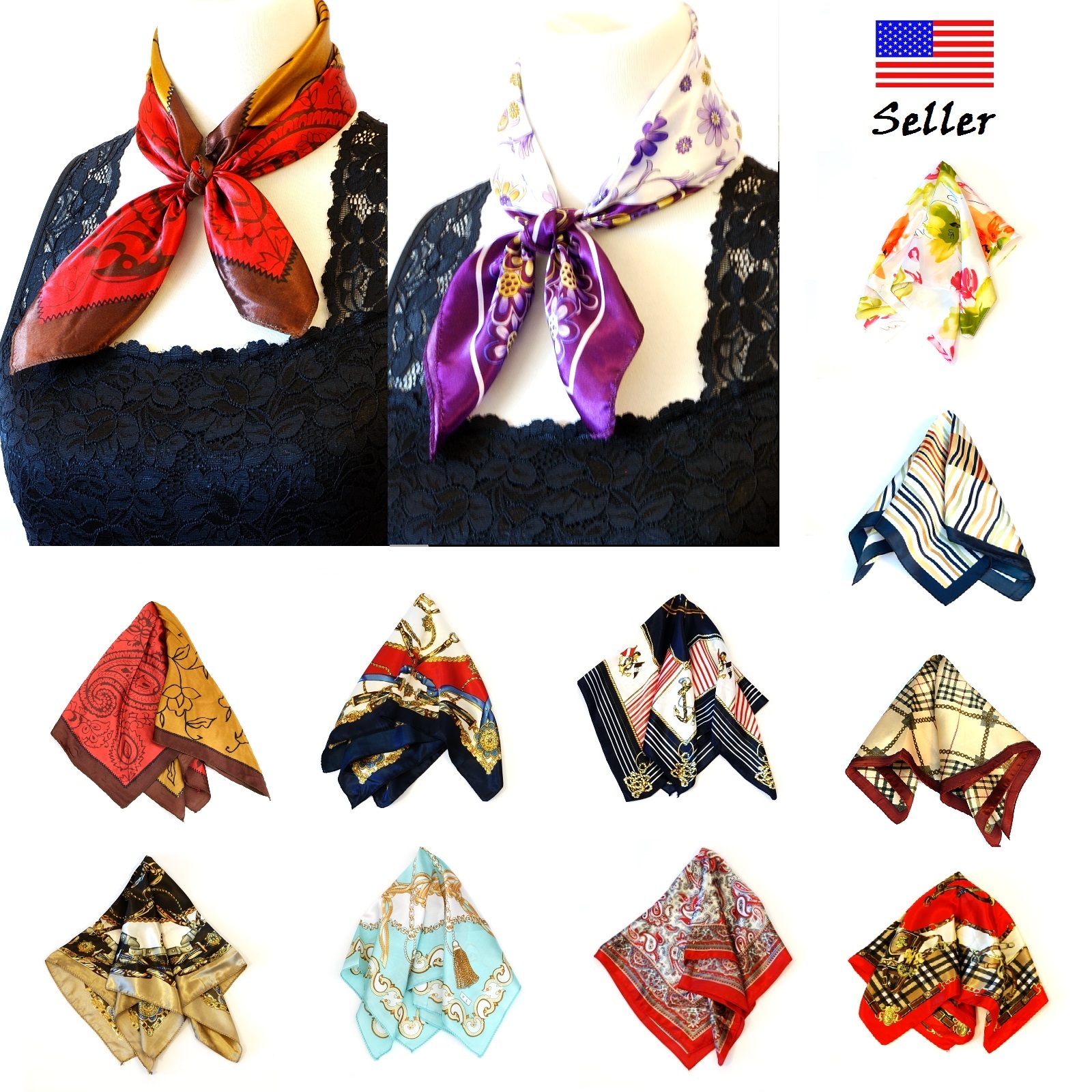 Fashion Ladies Square Satin Scarf