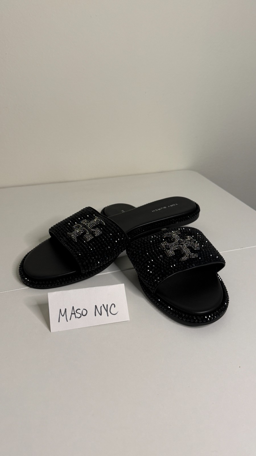 Tory Burch Black Rhinestone Sandals – TB2120 Size 9 – Brand New w Duster Bag