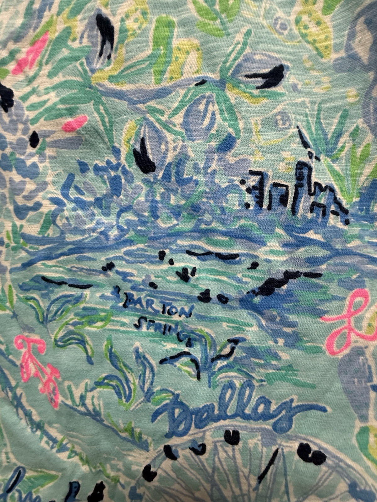 NWOT Lilly Pulitzer Etta V Neck Top L Lilly Loves Texas Destination Print