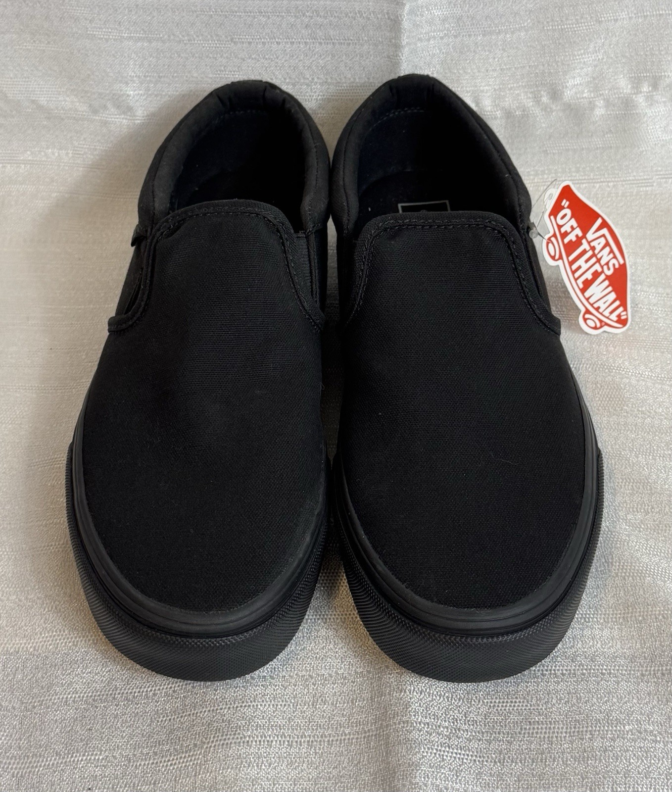 Vans Men’s Asher Slip On Double Black Canvas Casual Skate Shoes Size 10.5 NIB
