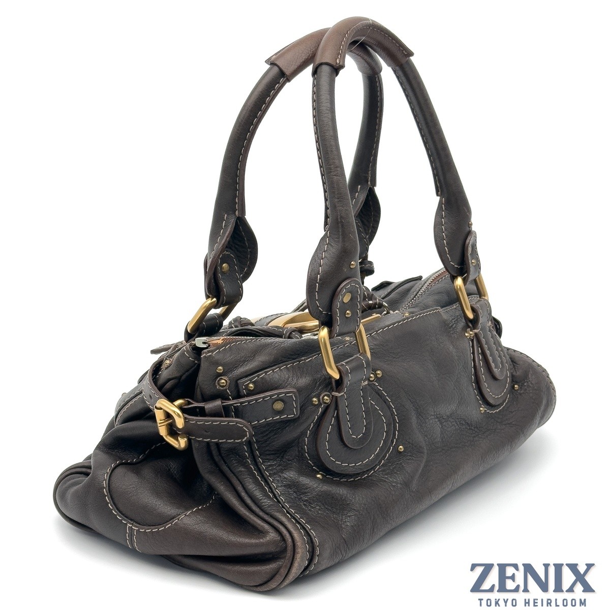 Chloe Paddington Chocolate Brown Leather Handbag Padlock Key Y2K Vintage Italy