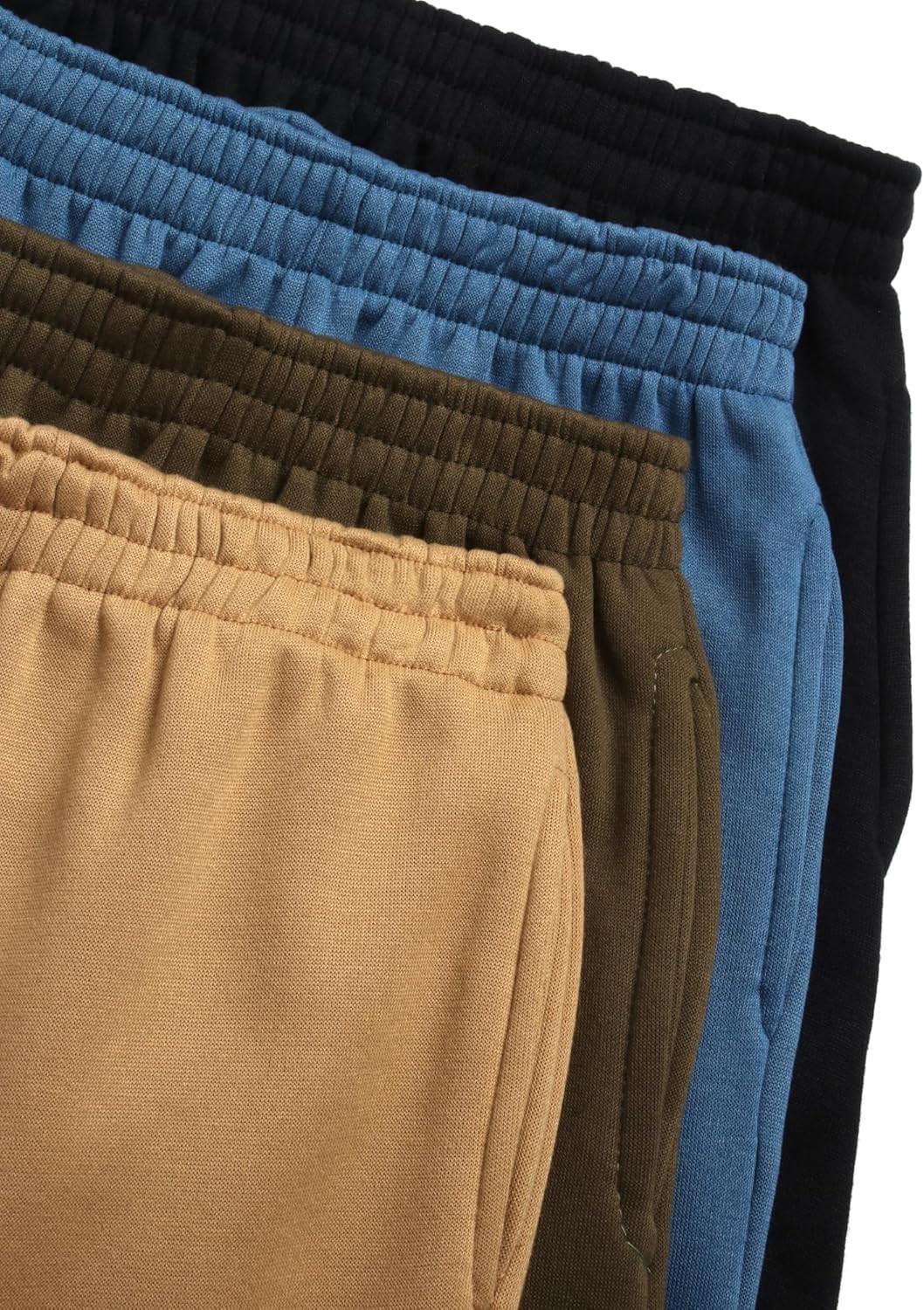 Quad Seven Boys Sweatpants – 4 Pack Soft Active 8-10, Black/Olive/Khaki/Blue