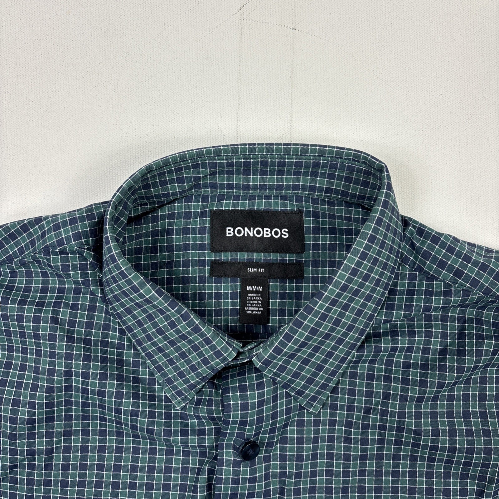 Bonobos Men’s Slim Fit Button-Down Tech Dress Shirt Green Plaid Medium