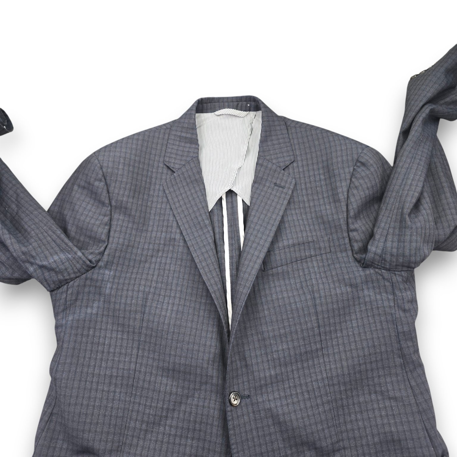 Todd Snyder Mayfair Fit Sport Jacket 42R Charcoal Blue Plaid Wool Partial Lined