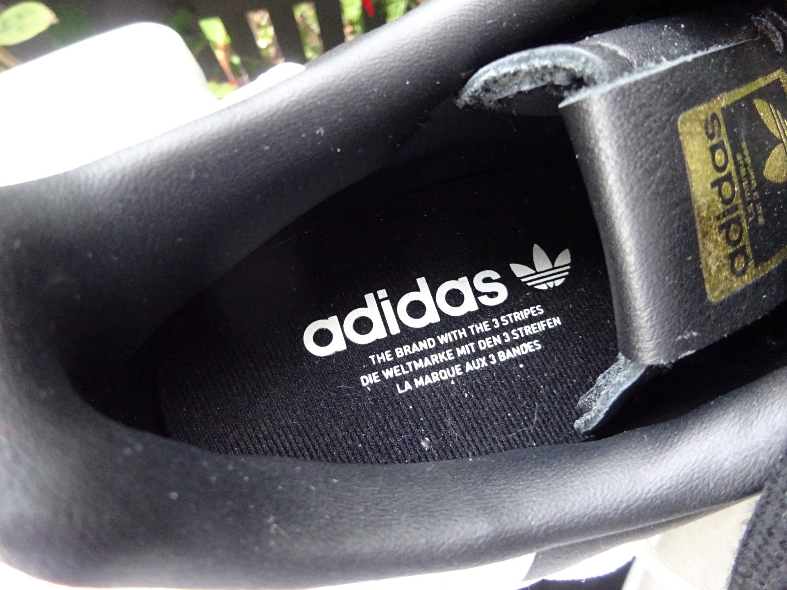 Adidas GX3419 stitched black white superstar trainers leather size 37 1/3 (UK4.5) new