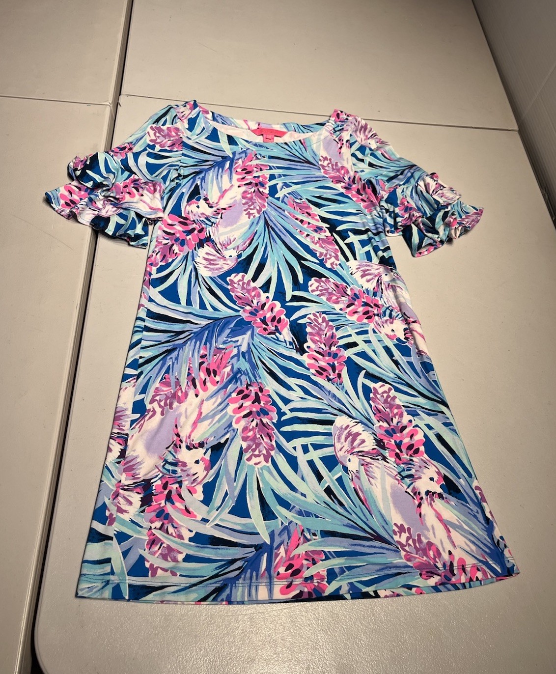 Lilly Pulitzer Dress Women’s XXS Lula Mr Peacock Blue Tweethearts Pink Floral