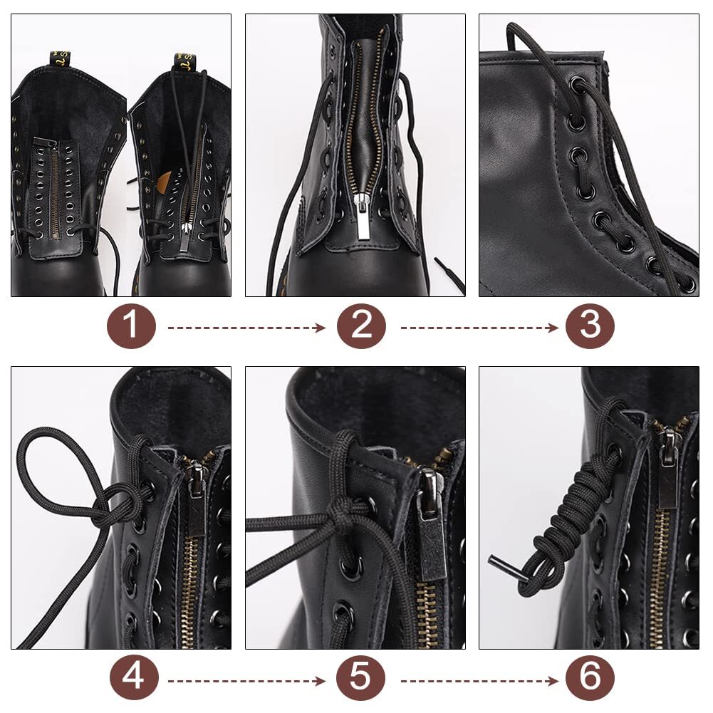Leather Lace-in Boot Zipper Inserts, 2.1×6.2″ Black-smooth