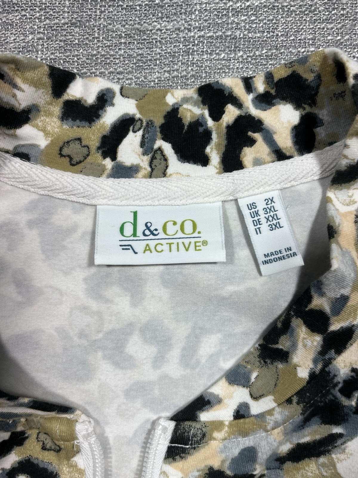 d&co. active Women’s Plus 2X Multicolor Leopard Print Full-Zip Jacket Pockets