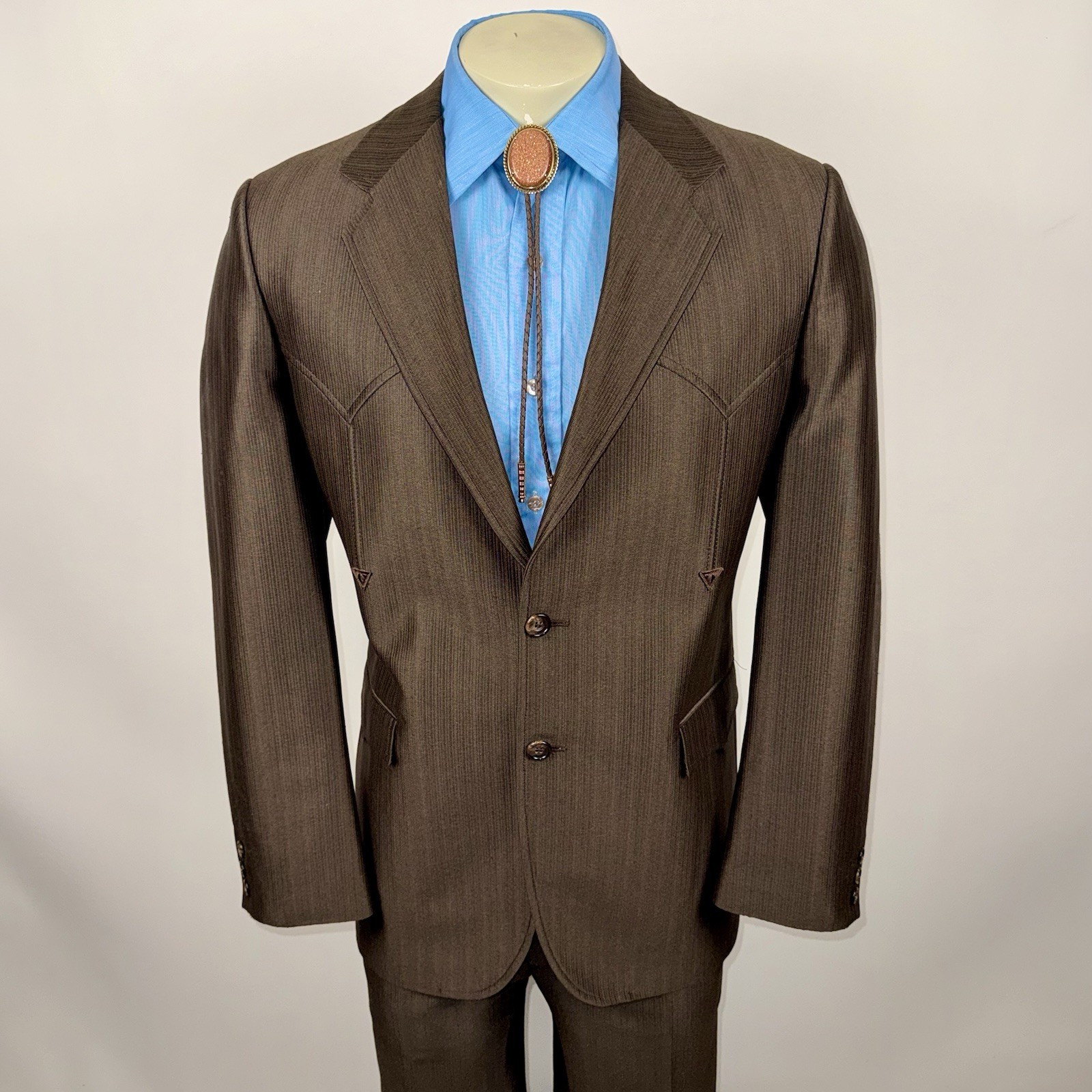 Circle S Western Suit Mens 44 Jacket 36 29 Pants Vtg 70s Rockabilly Disco Cowboy