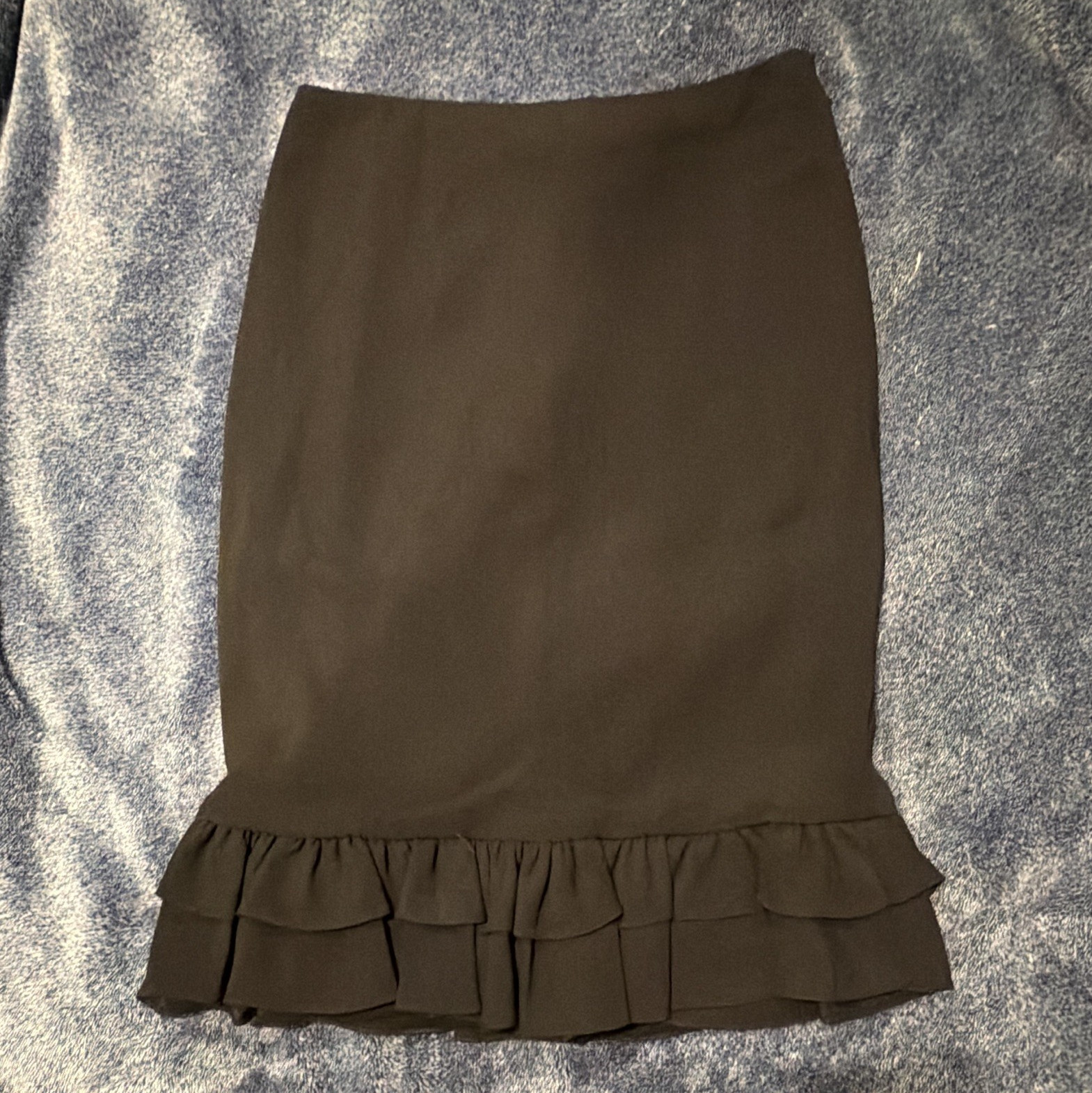 Vintage Ralph Lauren Purple Label Black Silk Satin Pencil Skirt Size 2