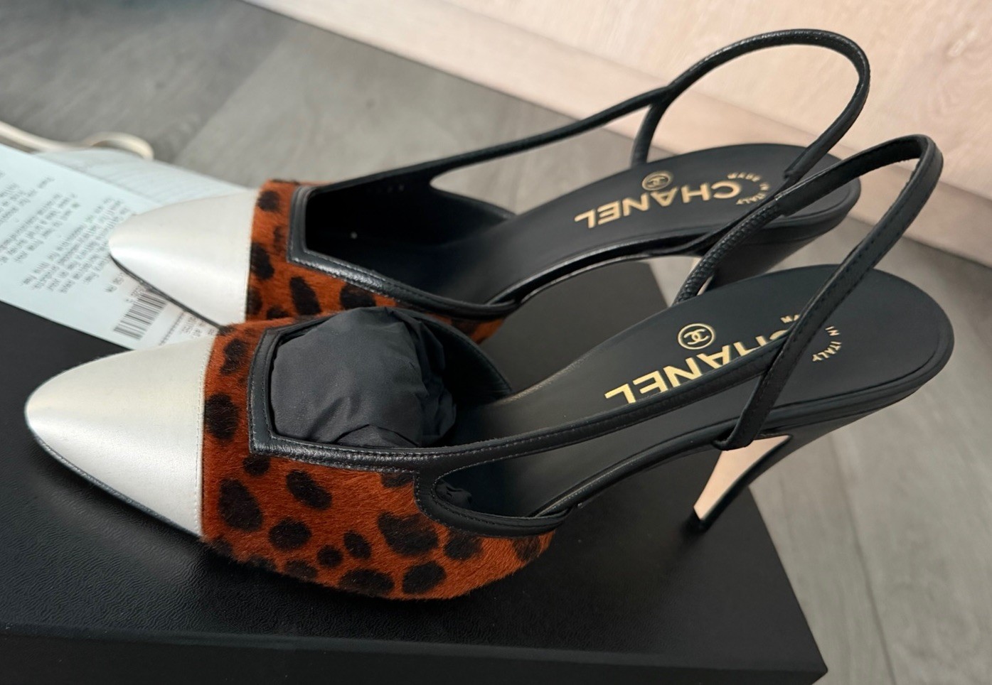Chanel 26A Slingback Leopard pony-hair lambskin mixed fiber Size 39