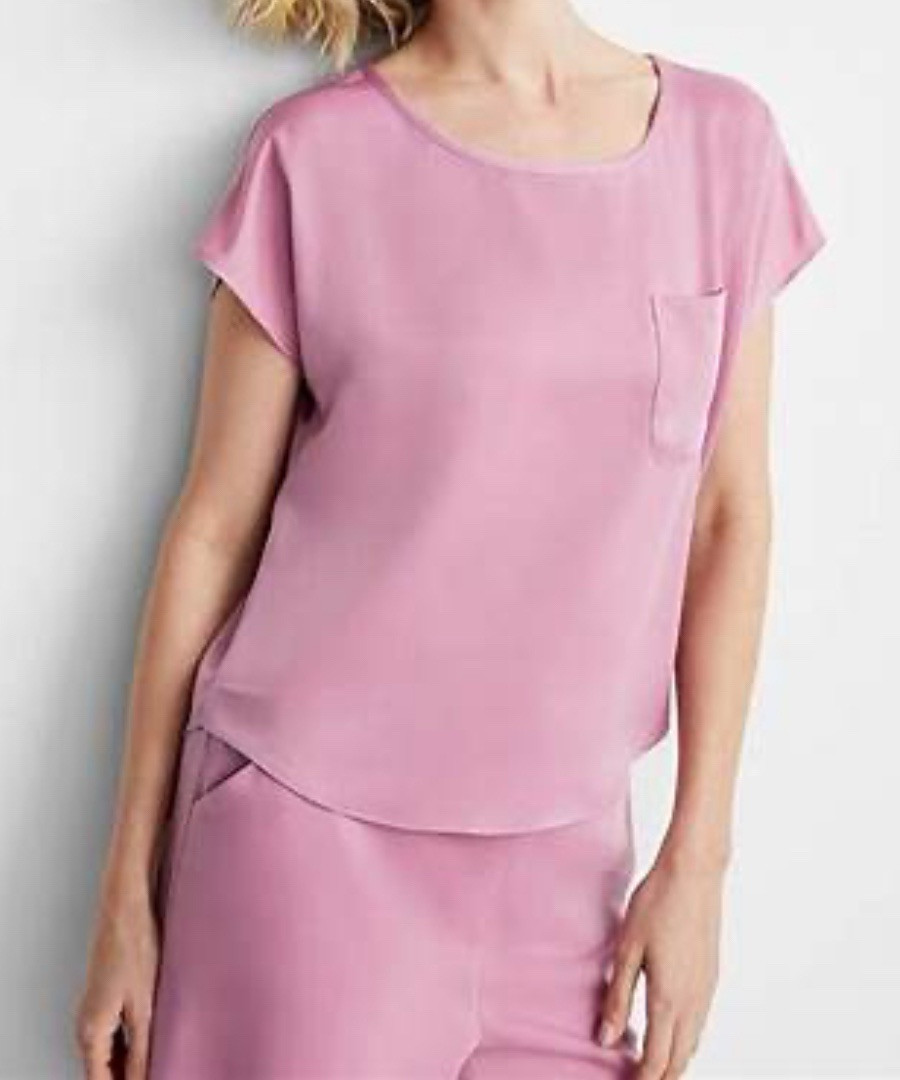 State of Day 2-Pc. Crepe De Chine Short-Sleeve Pajama Set – Mauve Orchid Large