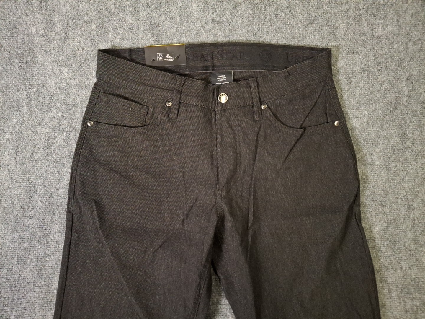 Urban Star Men’s Stretch Relaxed Fit Straight Leg Pants, Black, Size 32×34, New