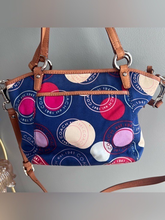 Coach Polka Dot Small Leah Shoulder Handbag