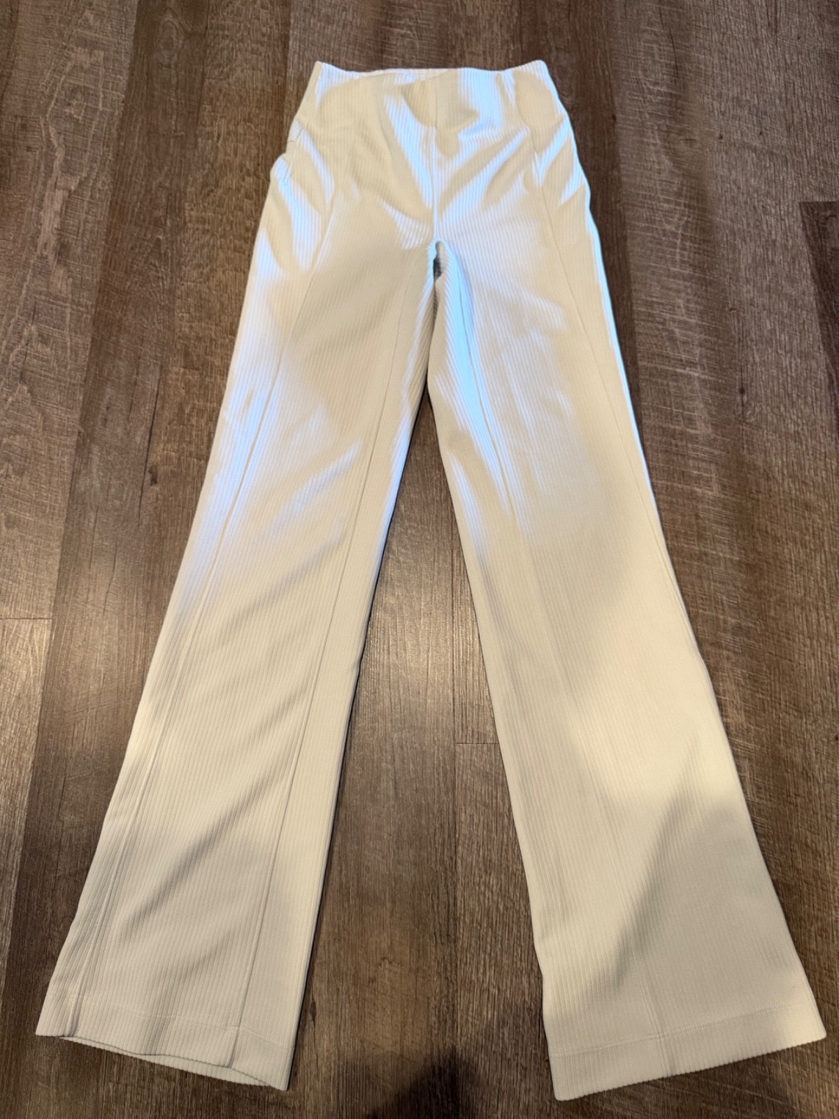lululemon Align High Rise Yoga Ribbed Leggings Beige Solid Logo Size 4