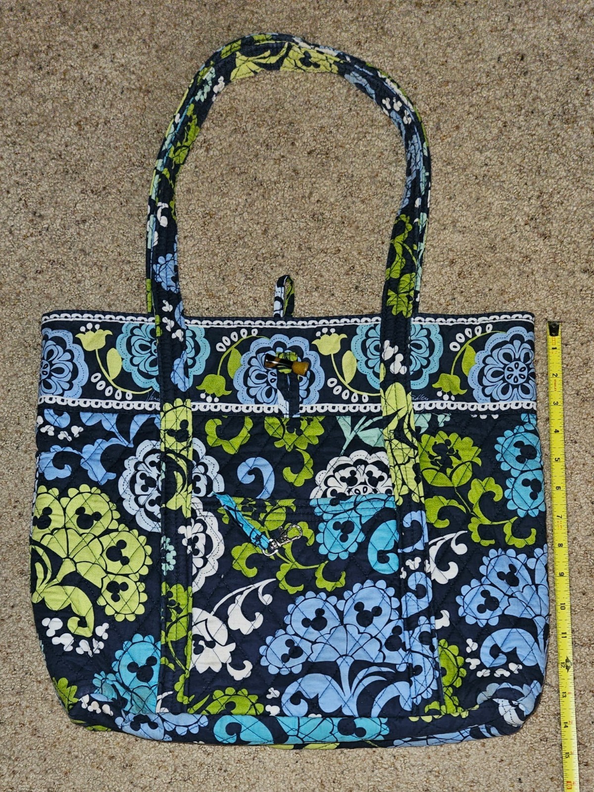 Disney Vera Bradley “Wheres Mickey” Large Tote Retired Blue Green Navy Teal