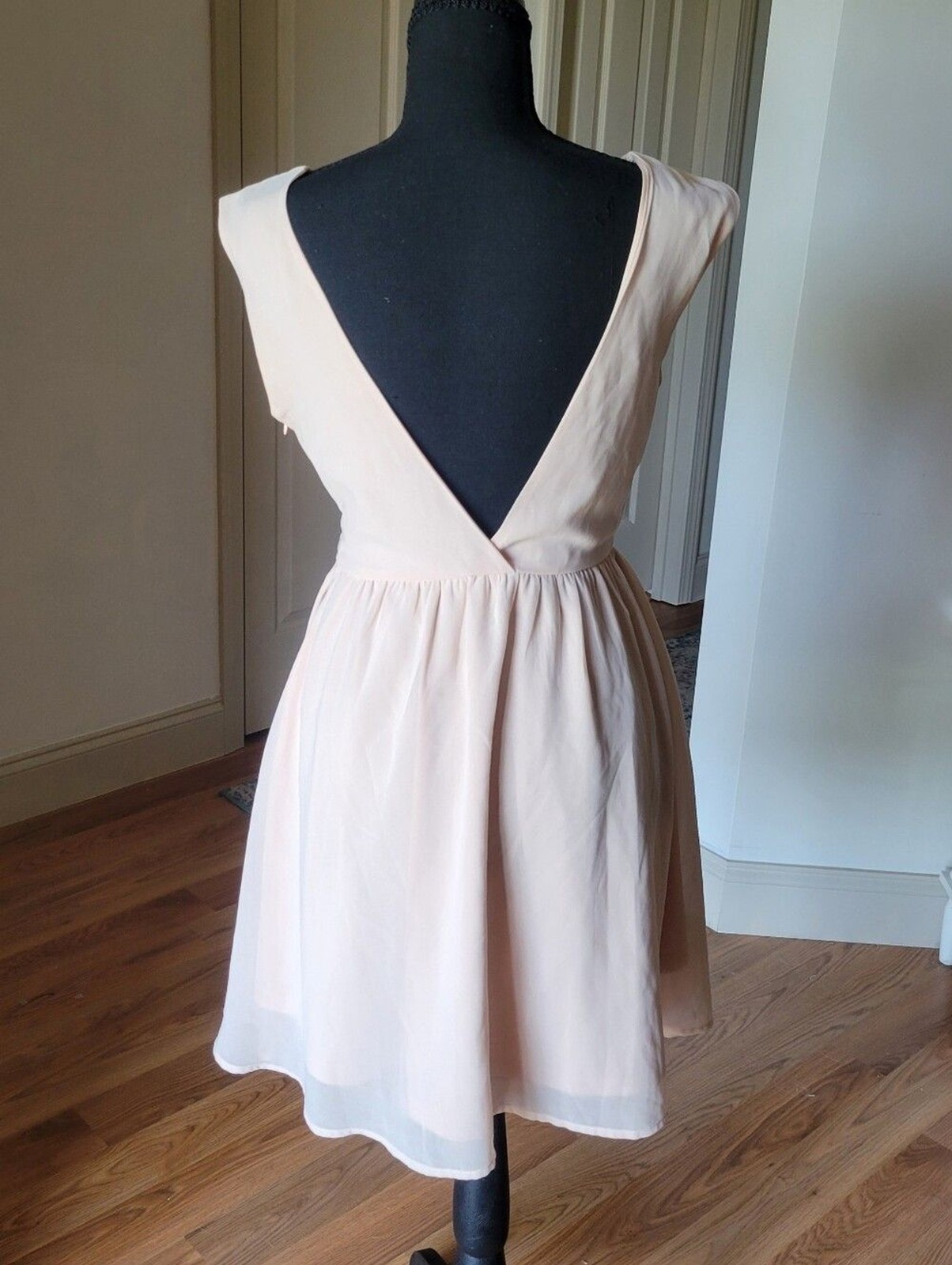 Coco Love Blush Pink Chiffon Fit & Flare Dress with Cream Floral Lace XS/ S(jrs)