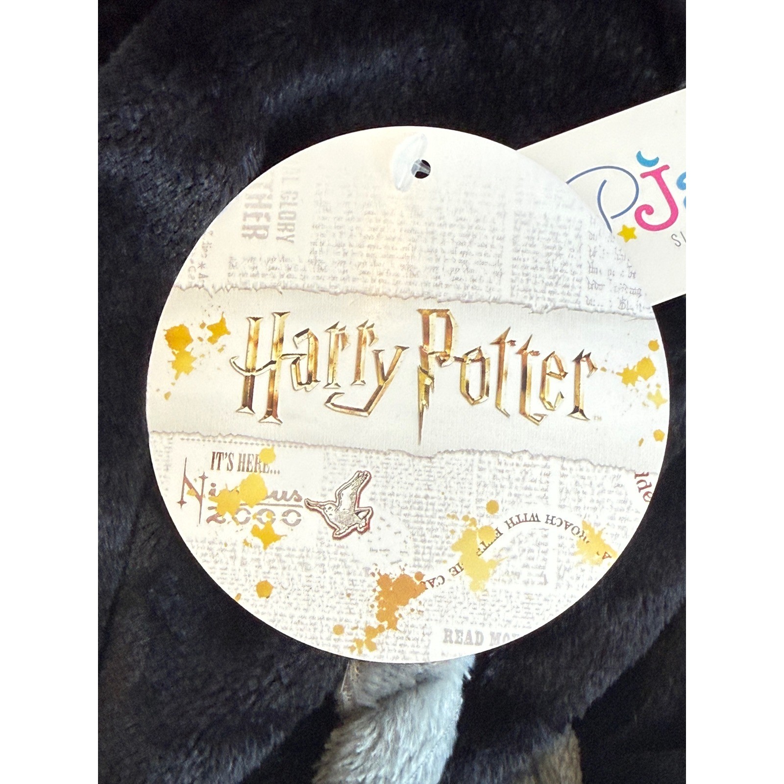 Harry Potter Wizarding World PJammy Black Plush Hooded Robe Hogwarts Crest Sz OS