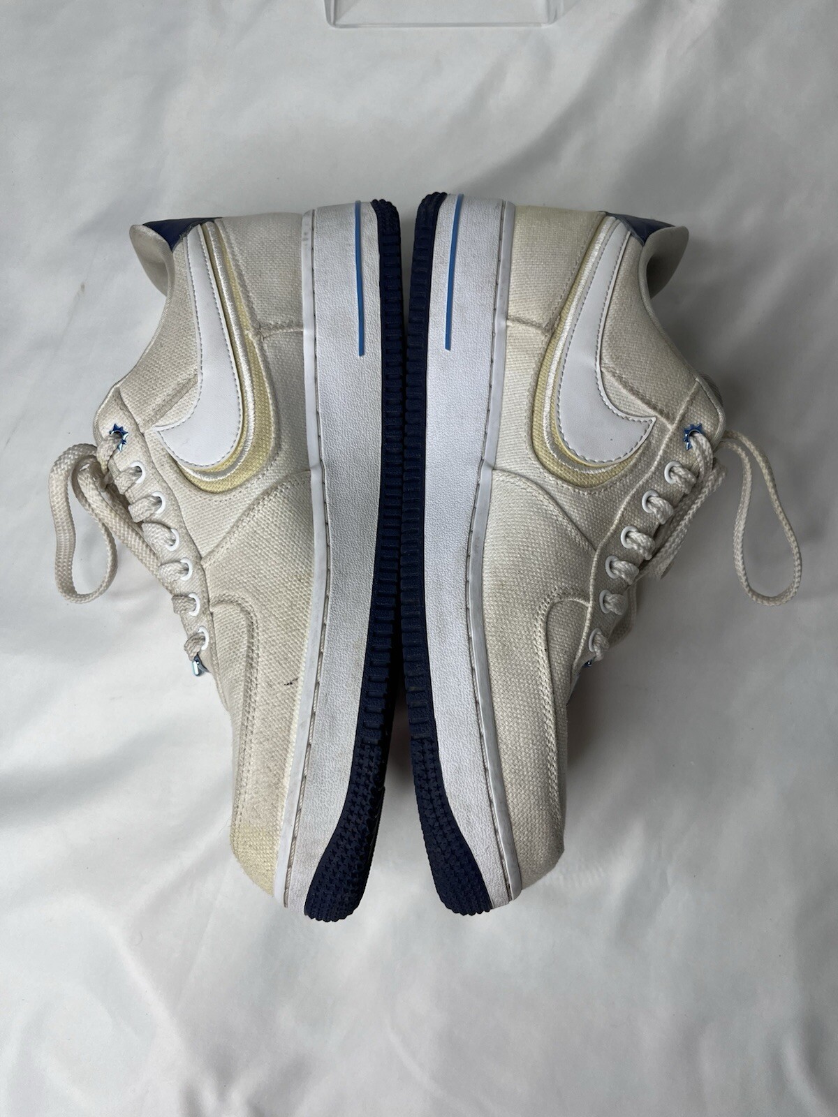 Nike Mens Air Force 1 PRM White Fossil Blue Void DB3541-100 Size 10.5 GUC