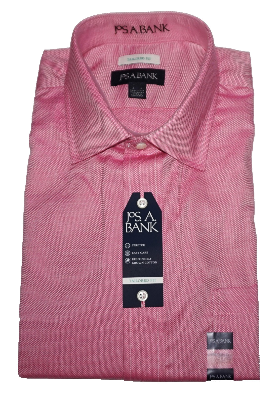 Jos A Bank Dress Shirt 16.5 – 34/35 Tailored Fit Stretch Red Oxford NWT (DB)