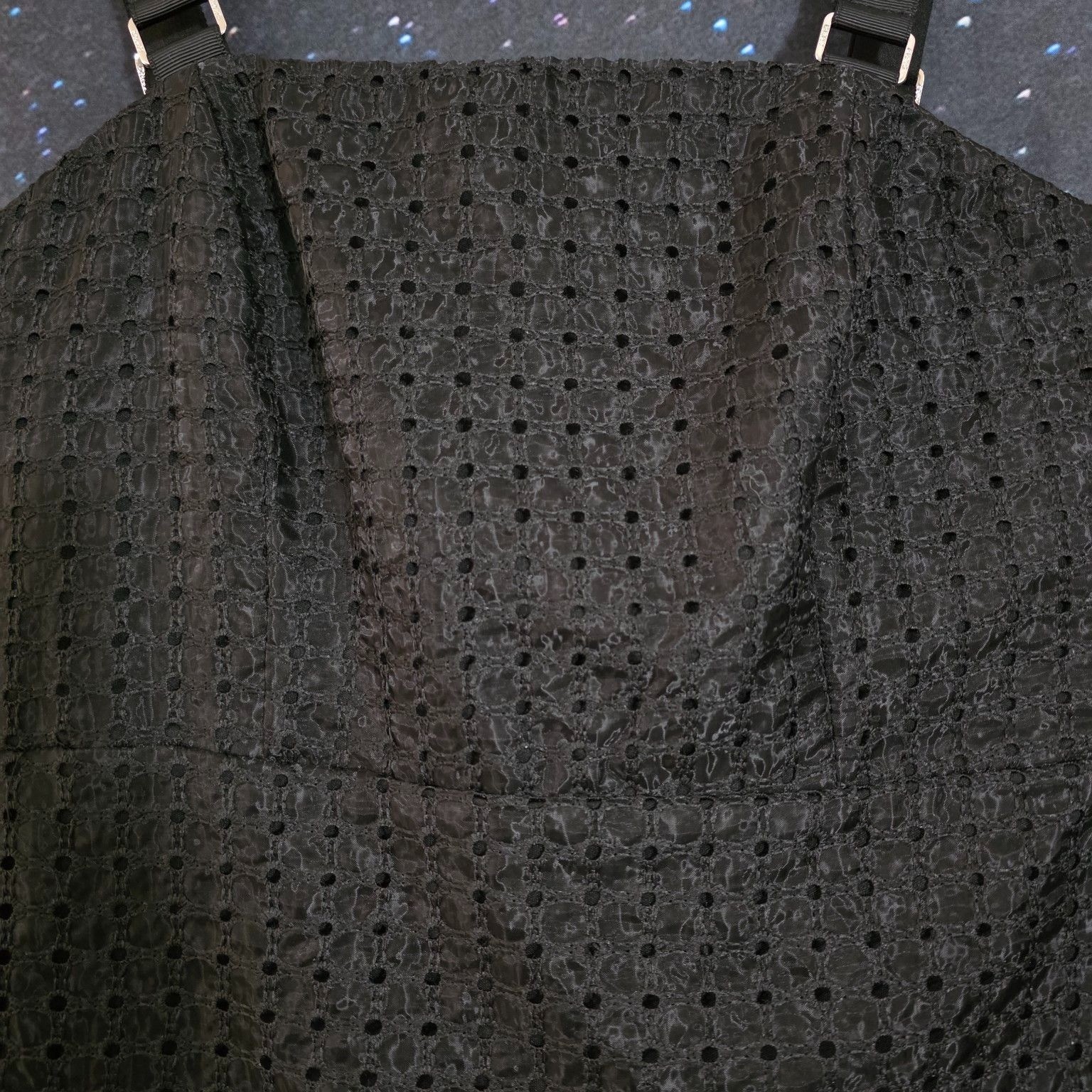 DKNY Dress Sz 4 Black Textured Eyelet Square Neck Sheath Midi NWT