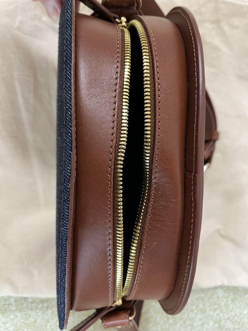 A.P.C shoulder bag denim leather brown half moon