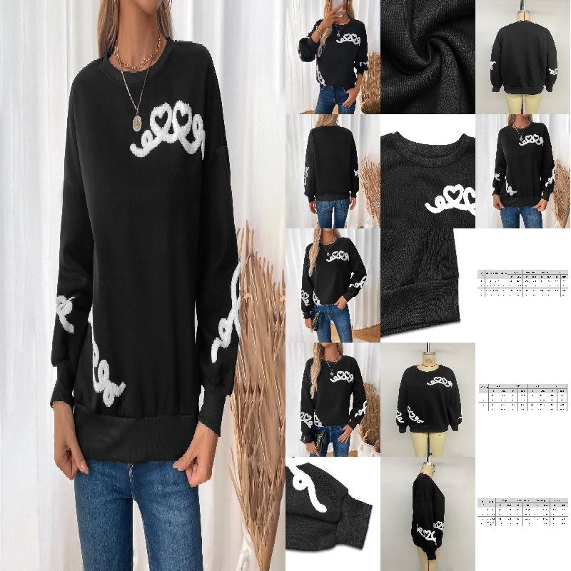 Autumn and winter round neck towel embroidered casual hoodie