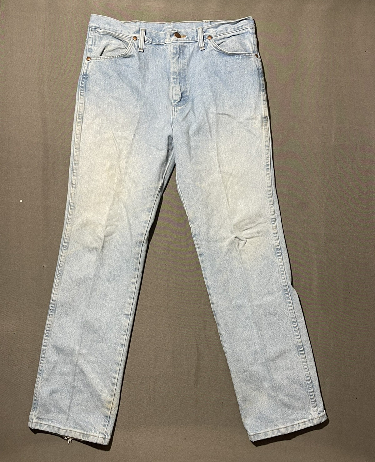 Wrangler 936GBH Cowboy Cut Jeans Mens 34×32 Blue Light Wash Slim Tapered Denim