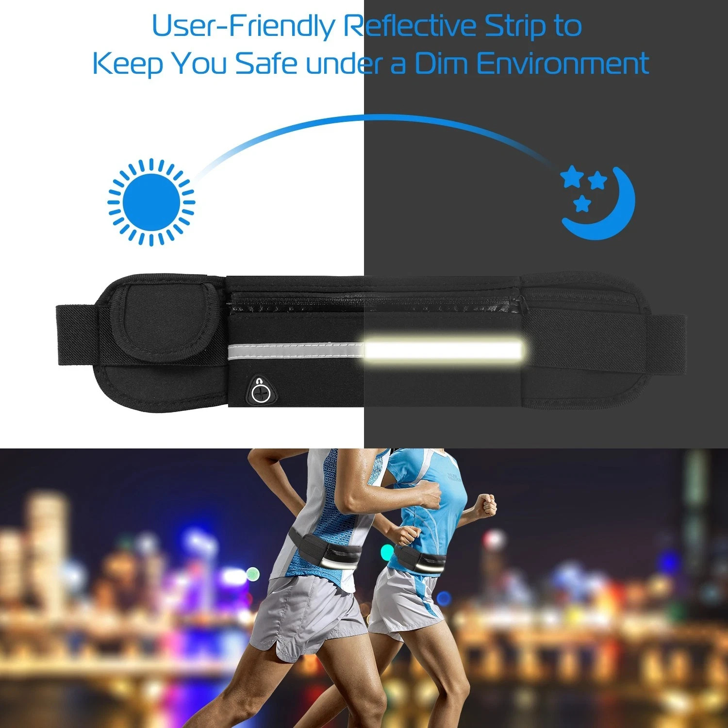 Waterproof Sport Runner Waist Bag Running Jogging Belt Pouch Zip Adjustable
