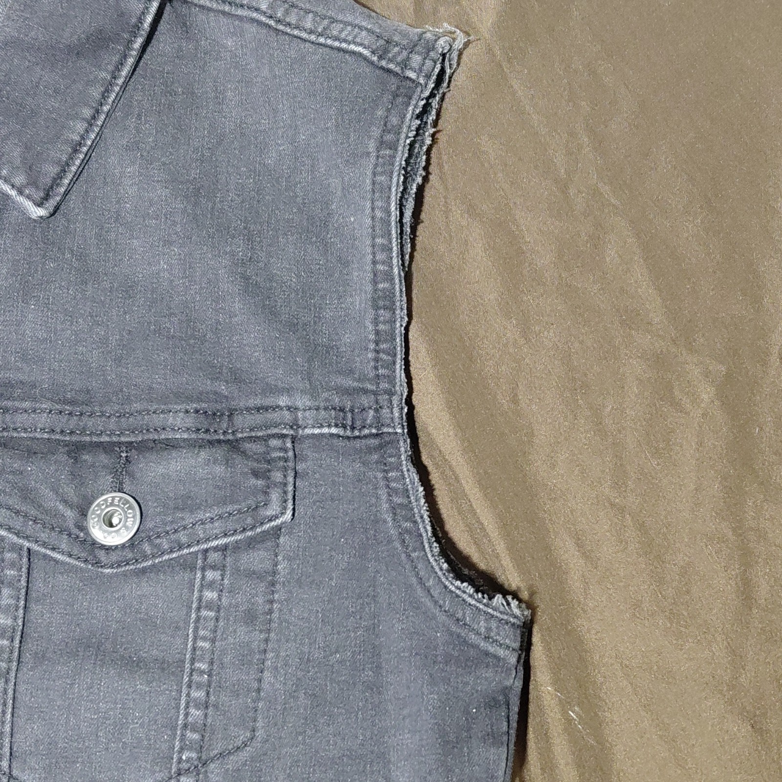 Y2k Goodfellow & Co Black Jean Button Down Vest with Cutoff Sleeves Men’s Sz Sm
