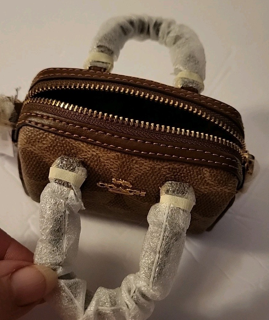 Coach Mini Rowan Bag Charm Brown N Tan NWT