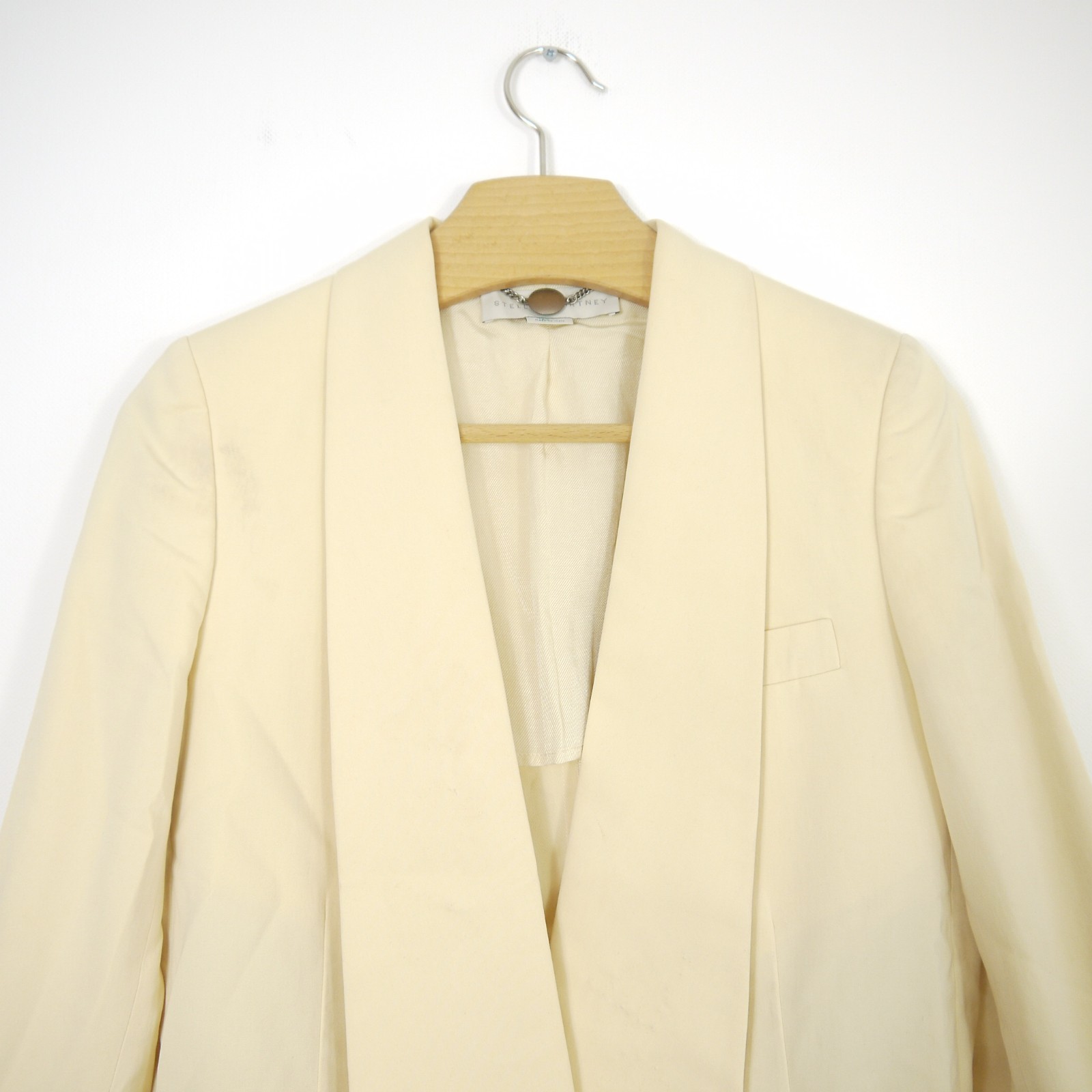 Stella McCartney Blazer Cotton Silk Cream One Button Single Breasted Size 8