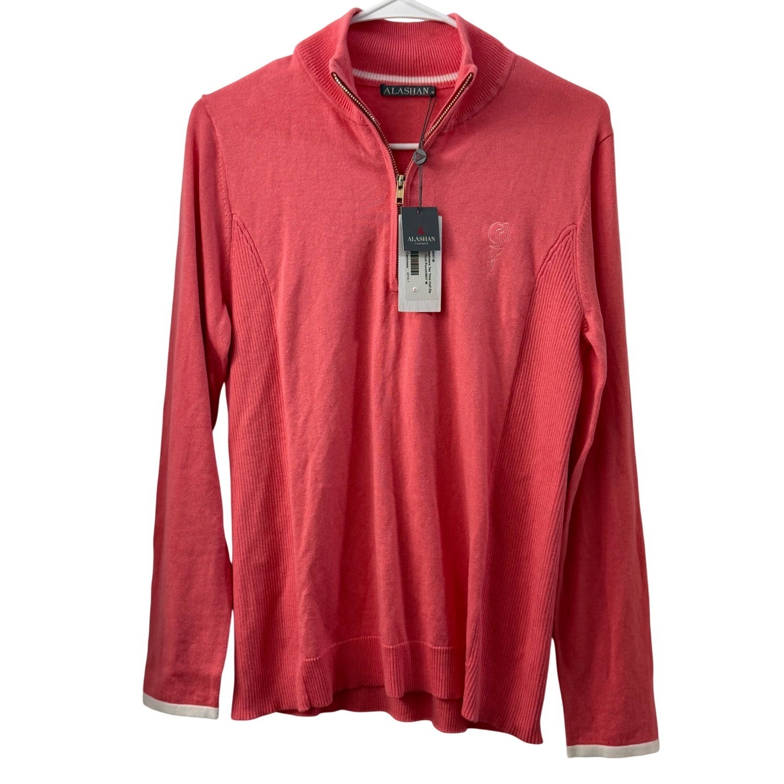 Alashan Cotton Cashmere Tee Time Half Zip Pullover Fruit Punch M Preppy Casual