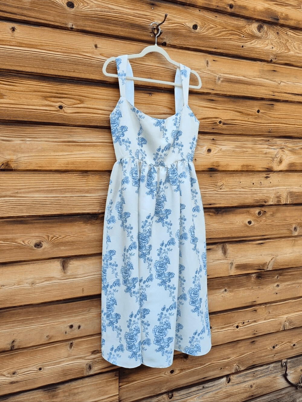 Sachin & Babi Blaine Blue Taffeta Square-Neck Midi Dress Size 6