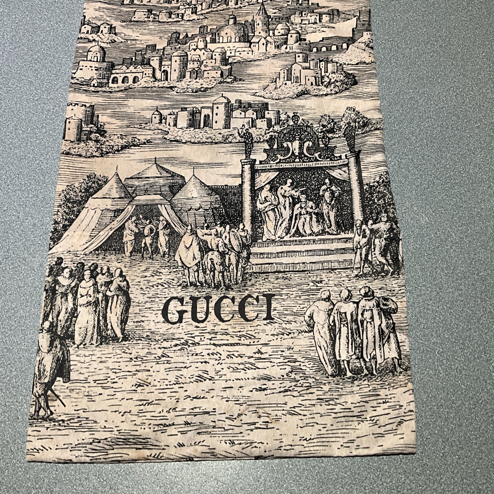 Gucci 8.75×18” Lim. Edition Castle Print Drawstring Travel Shoe Dust Bag FREE SH