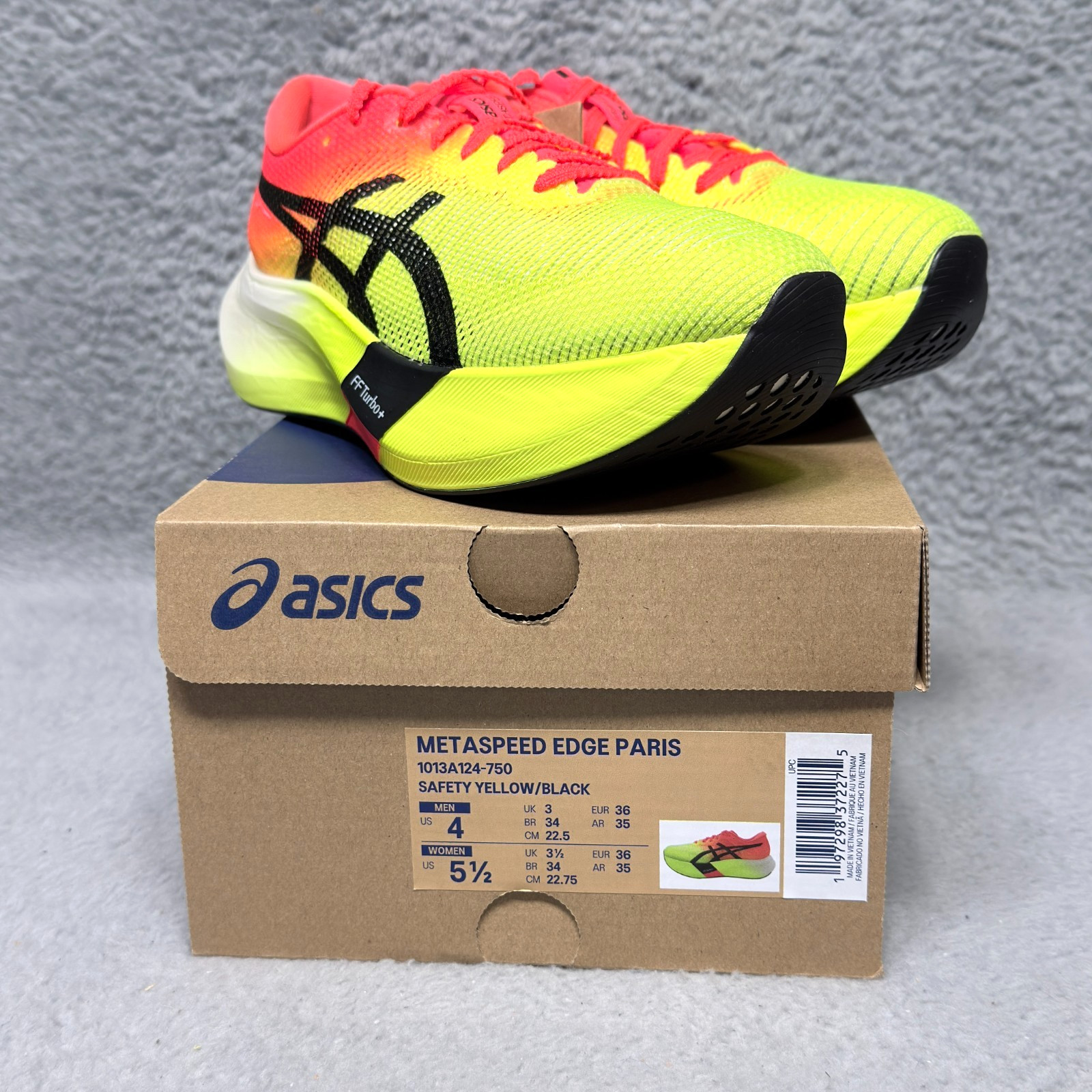 Asics Metaspeed Edge Paris Womens Size 5.5 Running Shoes Safety Yellow Black
