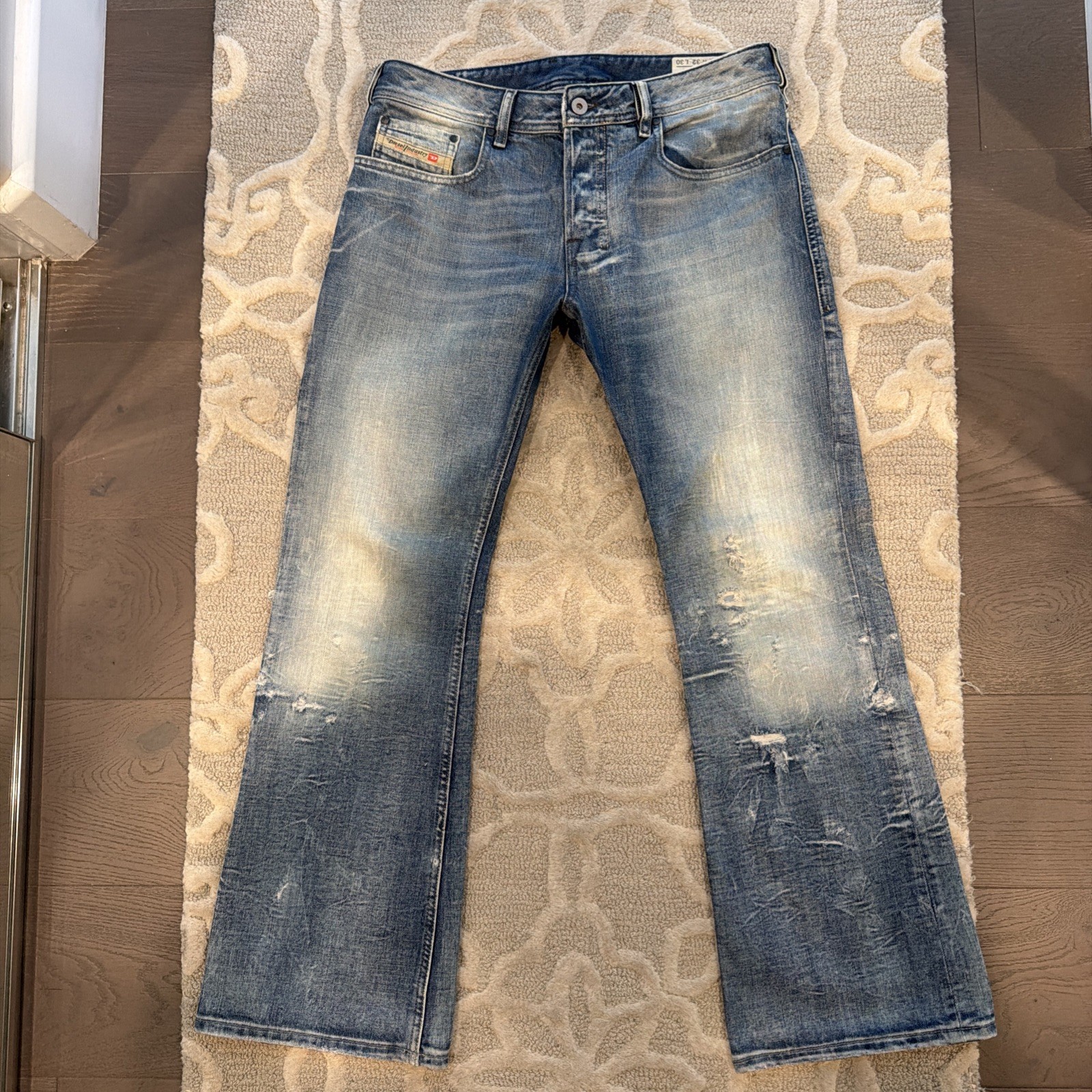 Diesel Zathan Jeans 0071J Men 32×30 Blue Bootcut Denim Distressed. Y2K 2007