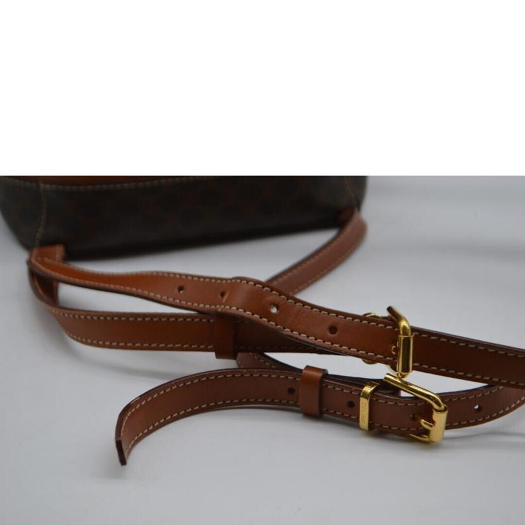 CELINE Macadam Mini Leather Backpack Brown Gold Drawstring Authenic