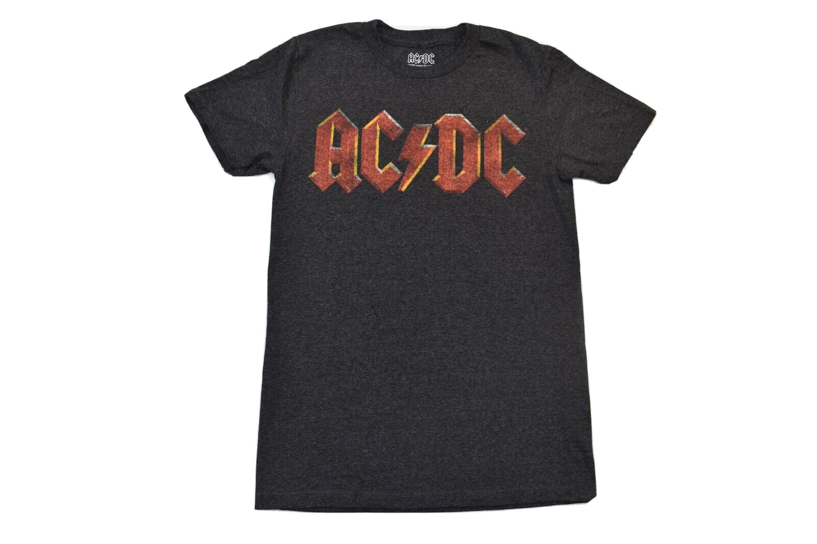 AC/DC Mens AC/DC Distressed Logo Charcoal Heather Shirt New XS-3XL