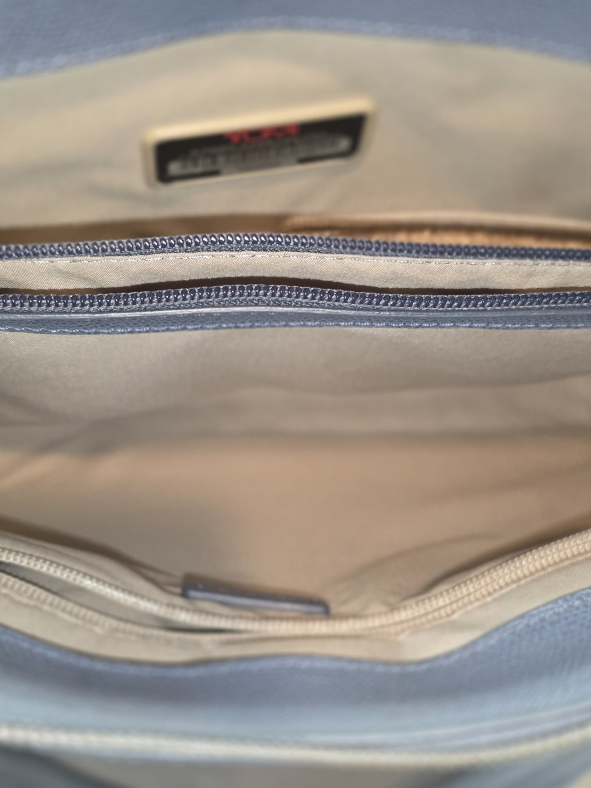 Tumi Dusty Blue Pebbled Leather Tote