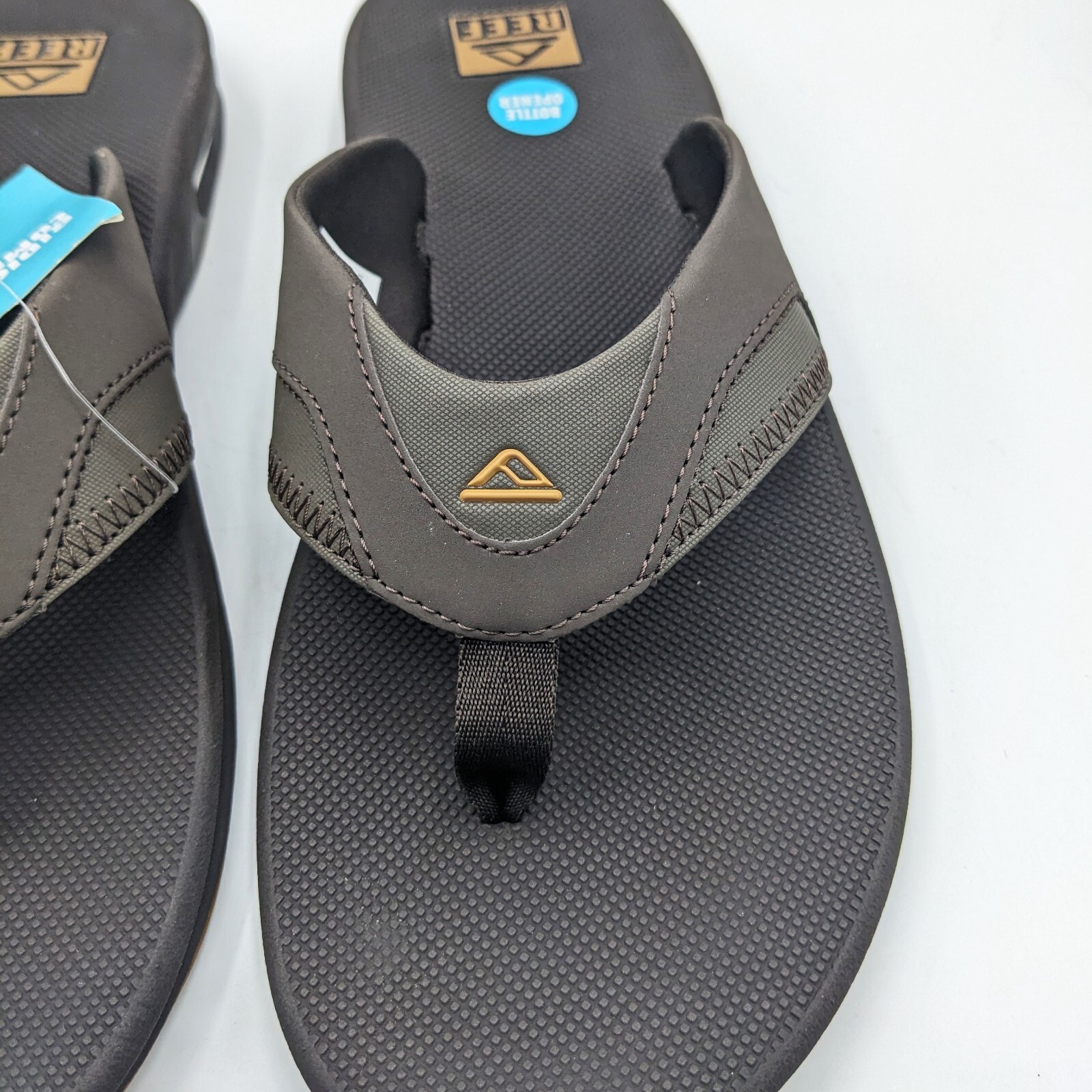 REEF “Fanning” Men’s Flip-Flop Sandal & Sole Bottle Opener (Brown/Gum) Size NEW