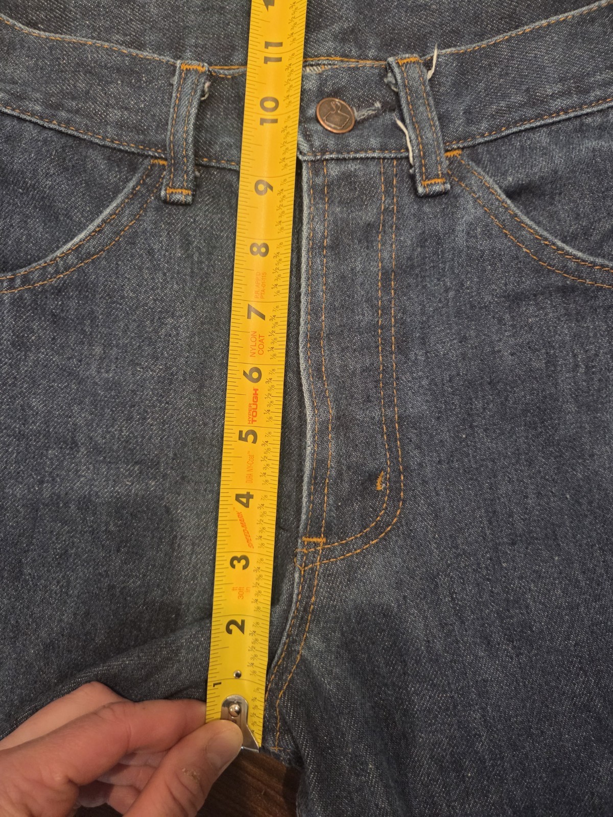 Vtg Sears Thumbs Up Bell Bottom Jeans 1970s Trim Fit Fits 28 Scovill Zip Unisex