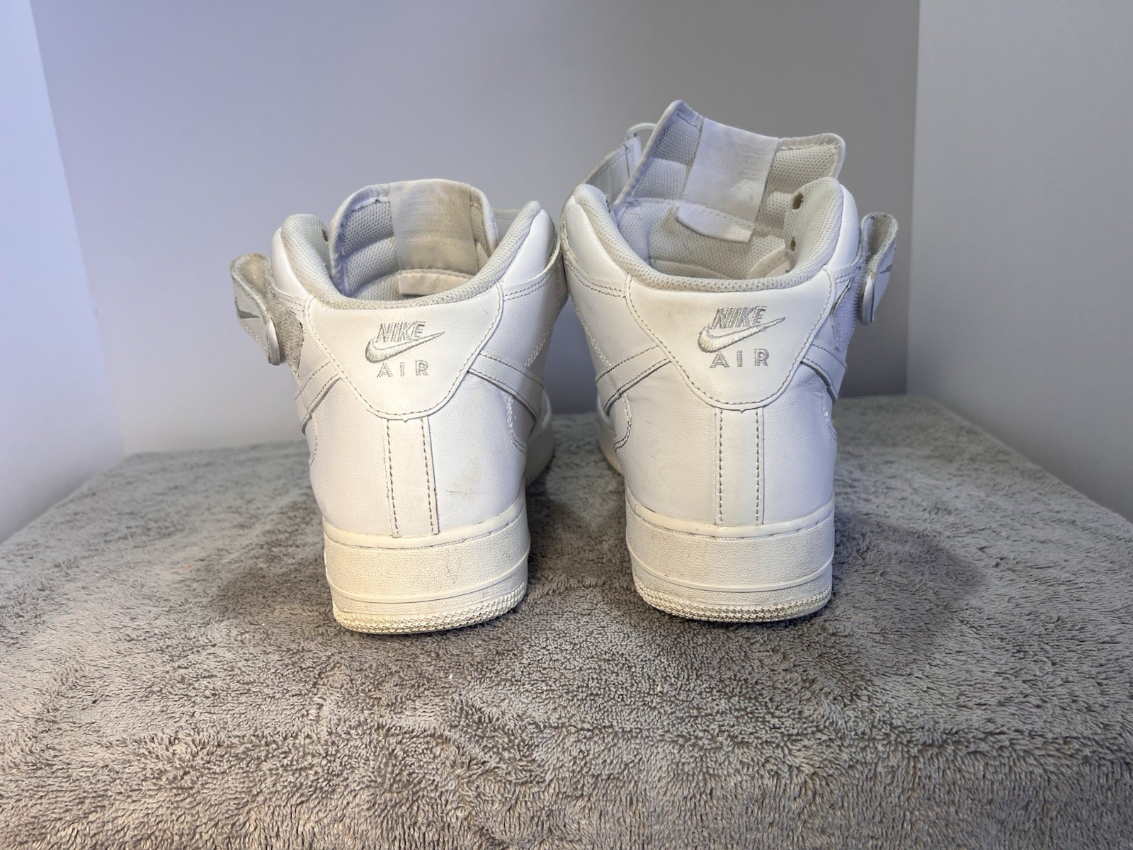 Nike Air Force 1 High 07 Triple White Mens Size 11.5 Leather Strap Sneakers