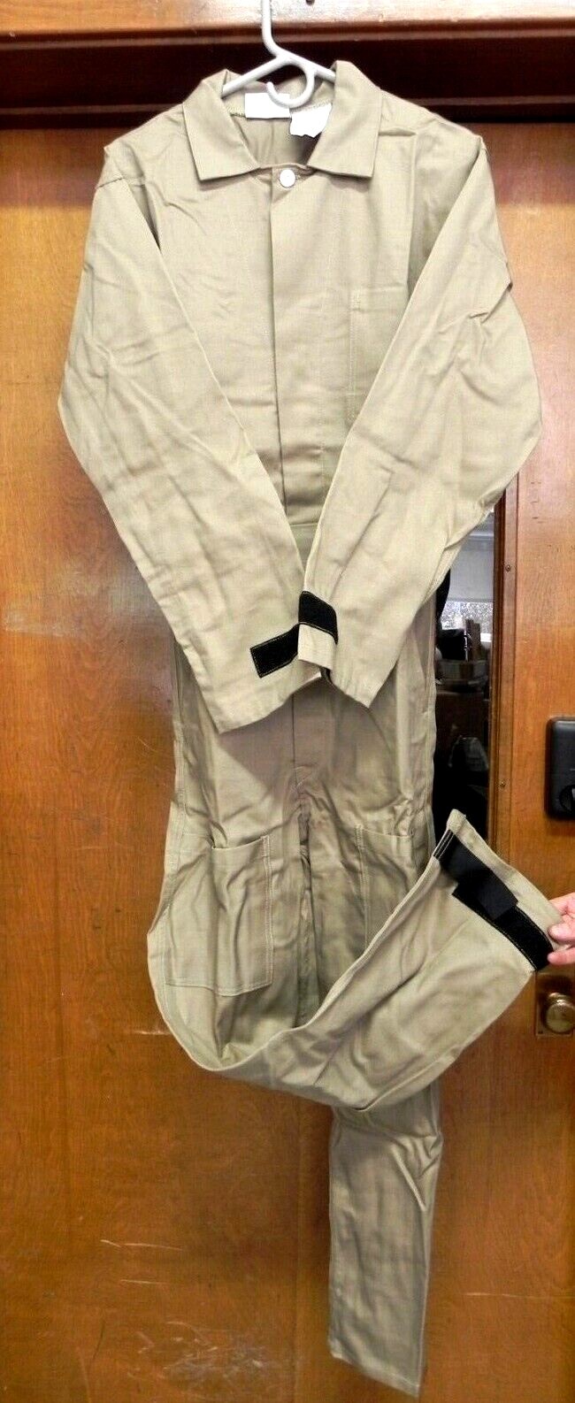 Khaki Cotton Coverall Hook Loop Wrst/Ank Button Closure C08720 HR